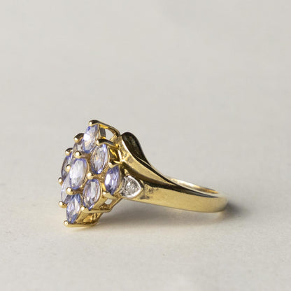 9ct tanzanite & diamond cluster