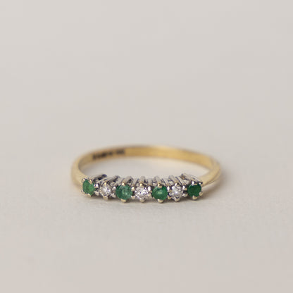 9 carat gold half eternity diamond emerald