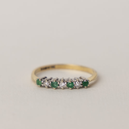 9 carat gold half eternity diamond emerald