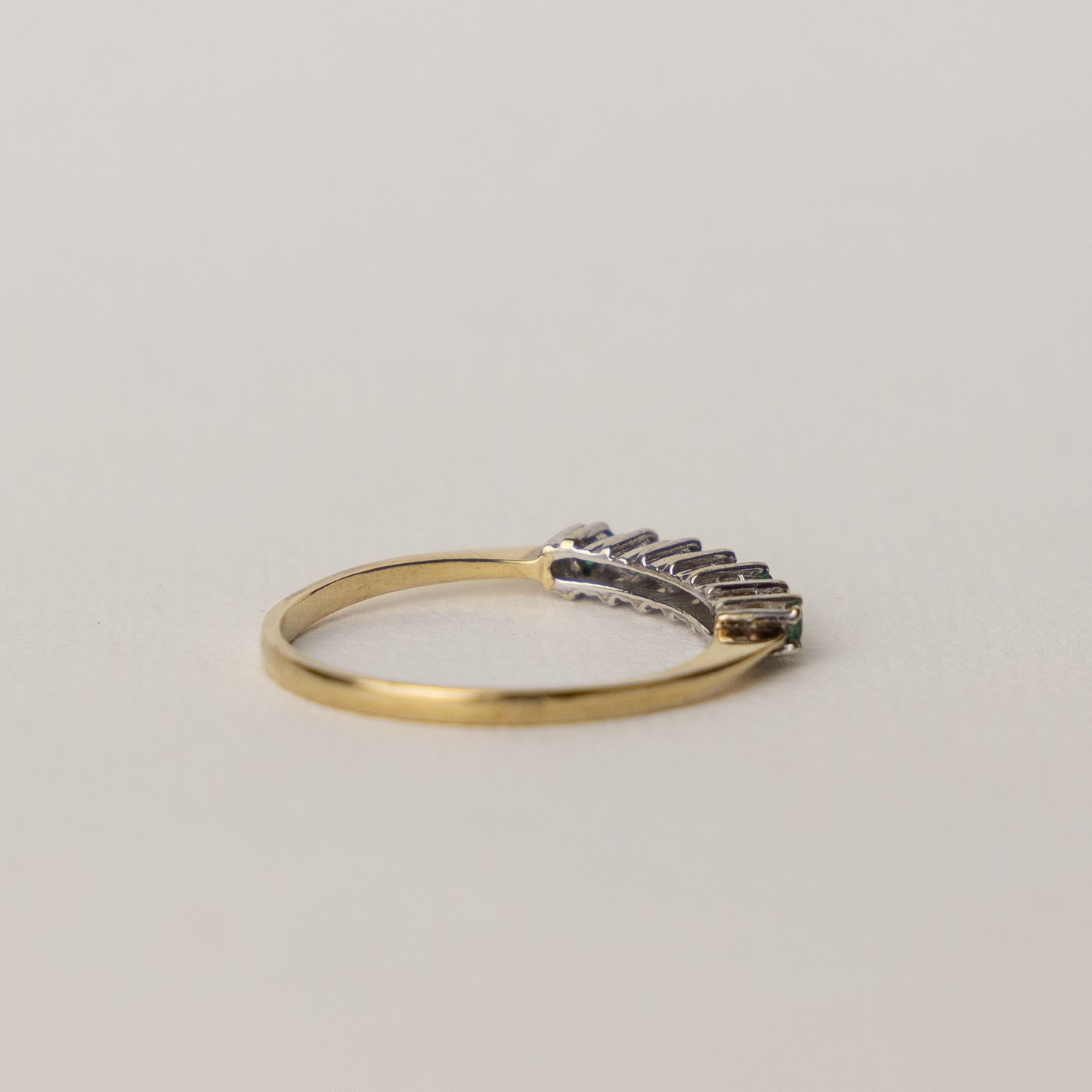 9 carat gold half eternity diamond emerald