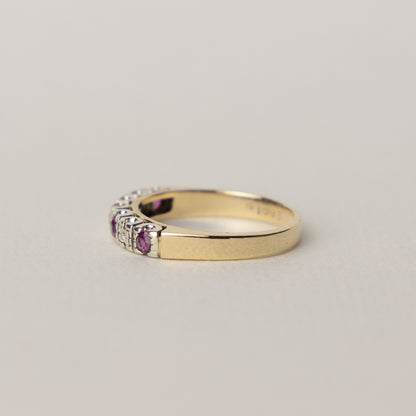 9 carat gold ruby diamond half eternity