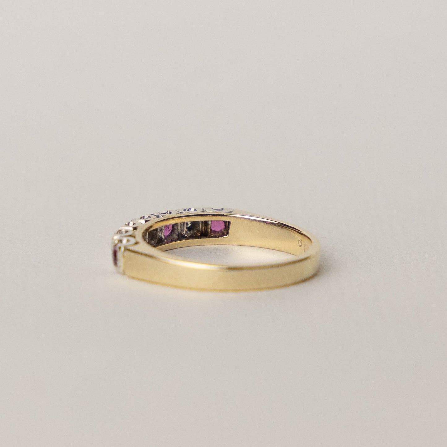 9 carat gold ruby diamond half eternity