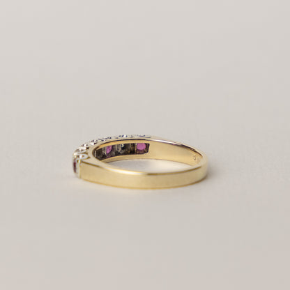 9 carat gold ruby diamond half eternity