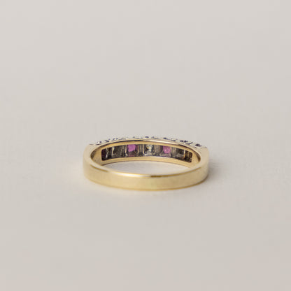 9 carat gold ruby diamond half eternity