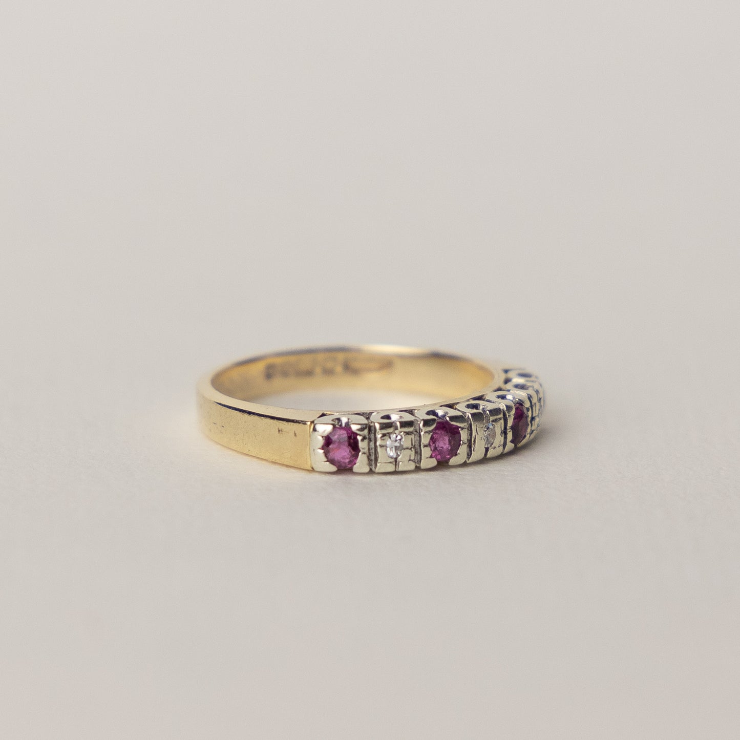 9 carat gold ruby diamond half eternity