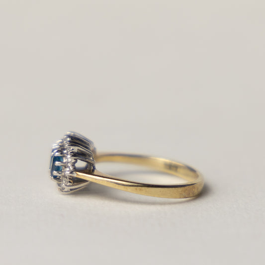 9 carat trilogy cluster topaz and diamond ring