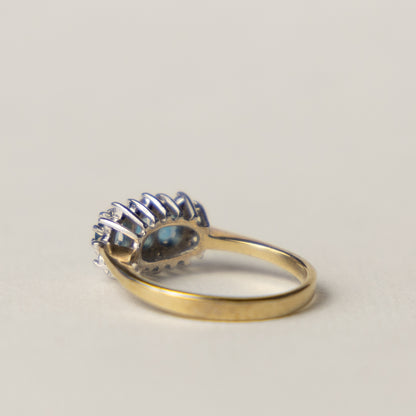 9 carat trilogy cluster topaz and diamond ring