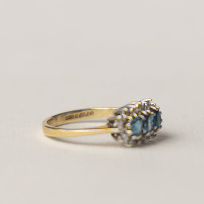 9 carat trilogy cluster topaz and diamond ring