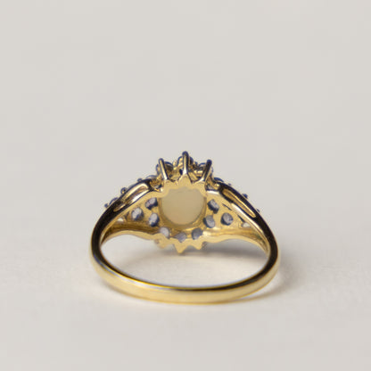 9 carat opal tanzanite cluster ring
