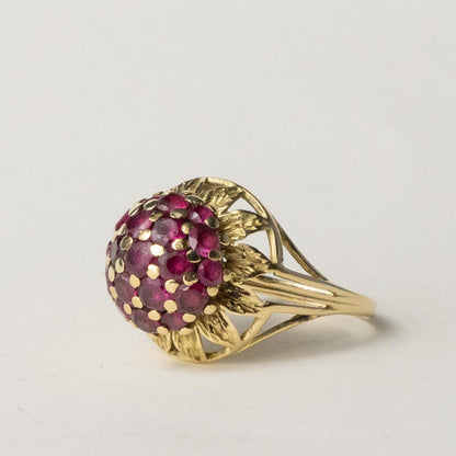 14ct ruby flower cluster