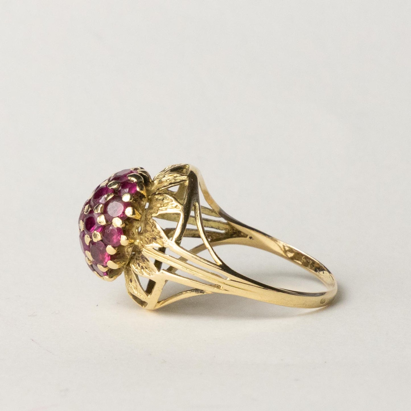 14ct ruby flower cluster