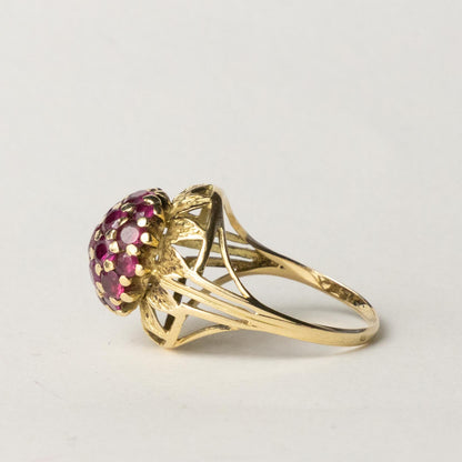 14ct ruby flower cluster