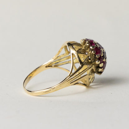 14ct ruby flower cluster