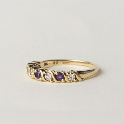 9ct gold amethyst & diamond half eternity