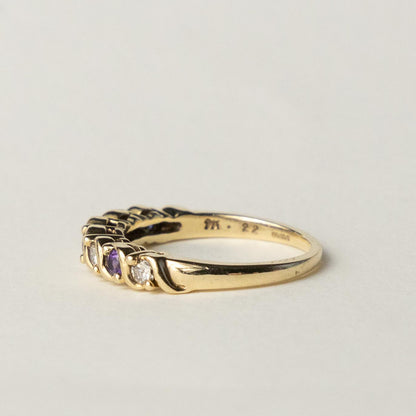 9ct gold amethyst & diamond half eternity