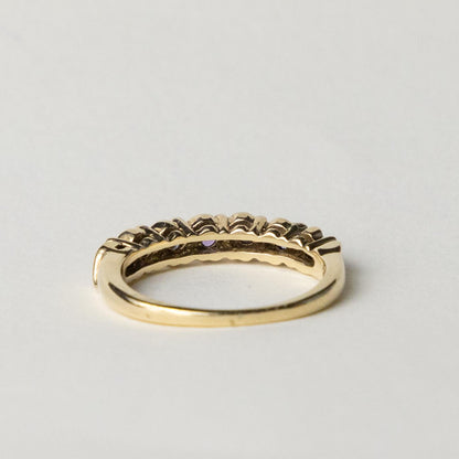 9ct gold amethyst & diamond half eternity