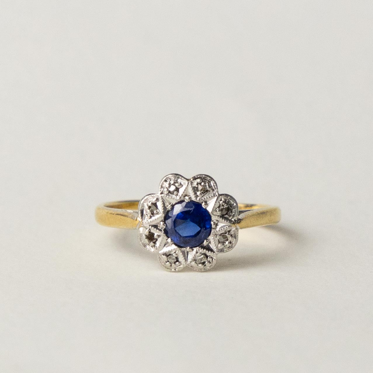14ct Edwardian sapphire & diamond cluster