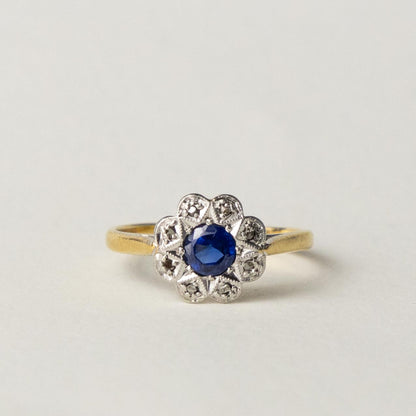 14ct Edwardian sapphire & diamond cluster