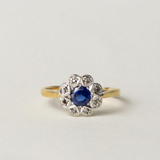 14ct Edwardian sapphire & diamond cluster