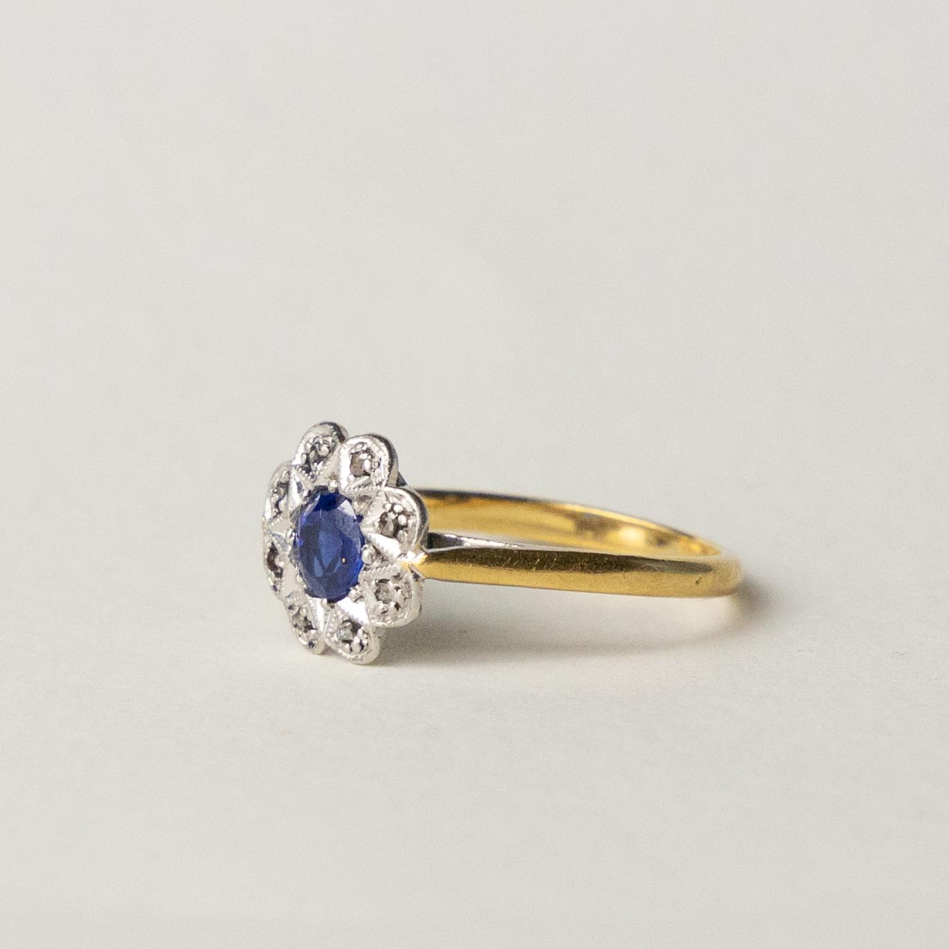 14ct Edwardian sapphire & diamond cluster