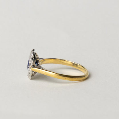 14ct Edwardian sapphire & diamond cluster