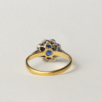 14ct Edwardian sapphire & diamond cluster