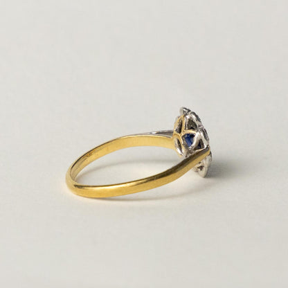14ct Edwardian sapphire & diamond cluster
