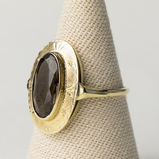 14ct smokey quartz ring