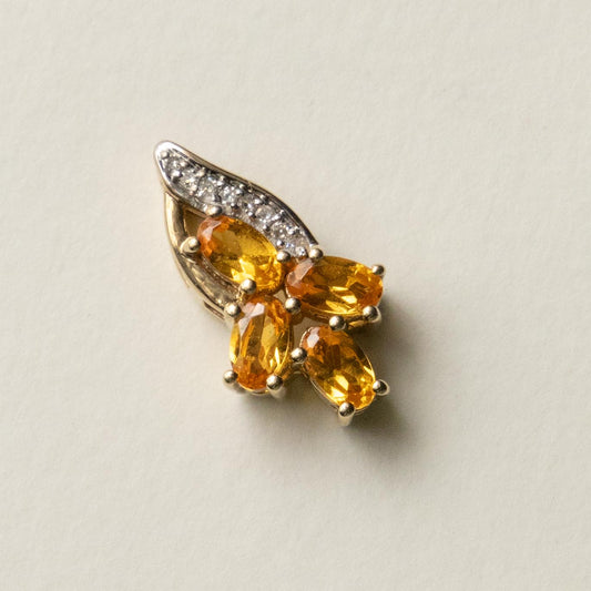 9ct citrine & diamond pendant