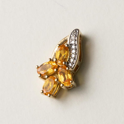 9ct citrine & diamond pendant