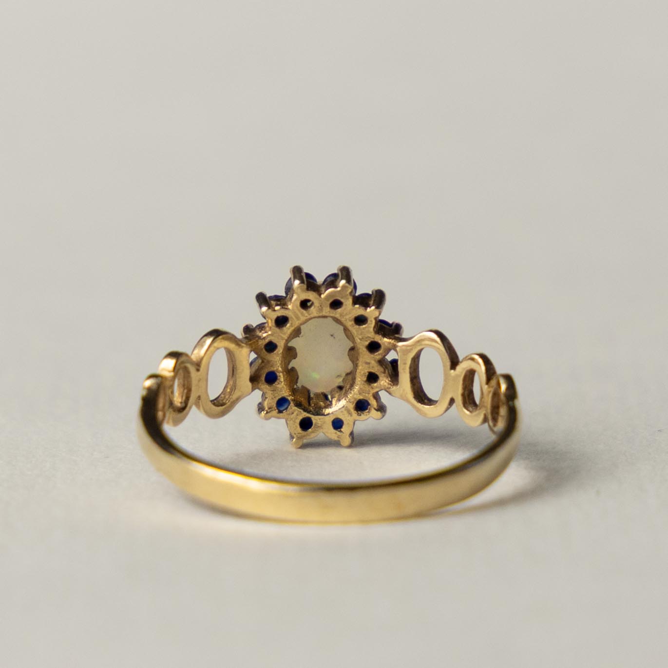 9ct opal sapphire halo ring