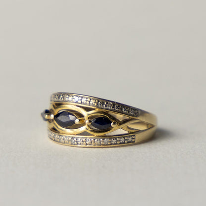 9ct sapphire & diamond band ring
