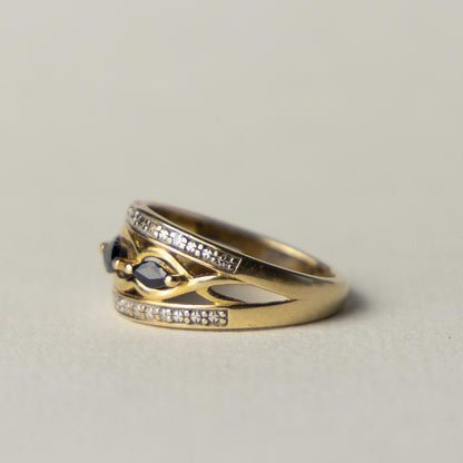 9ct sapphire & diamond band ring