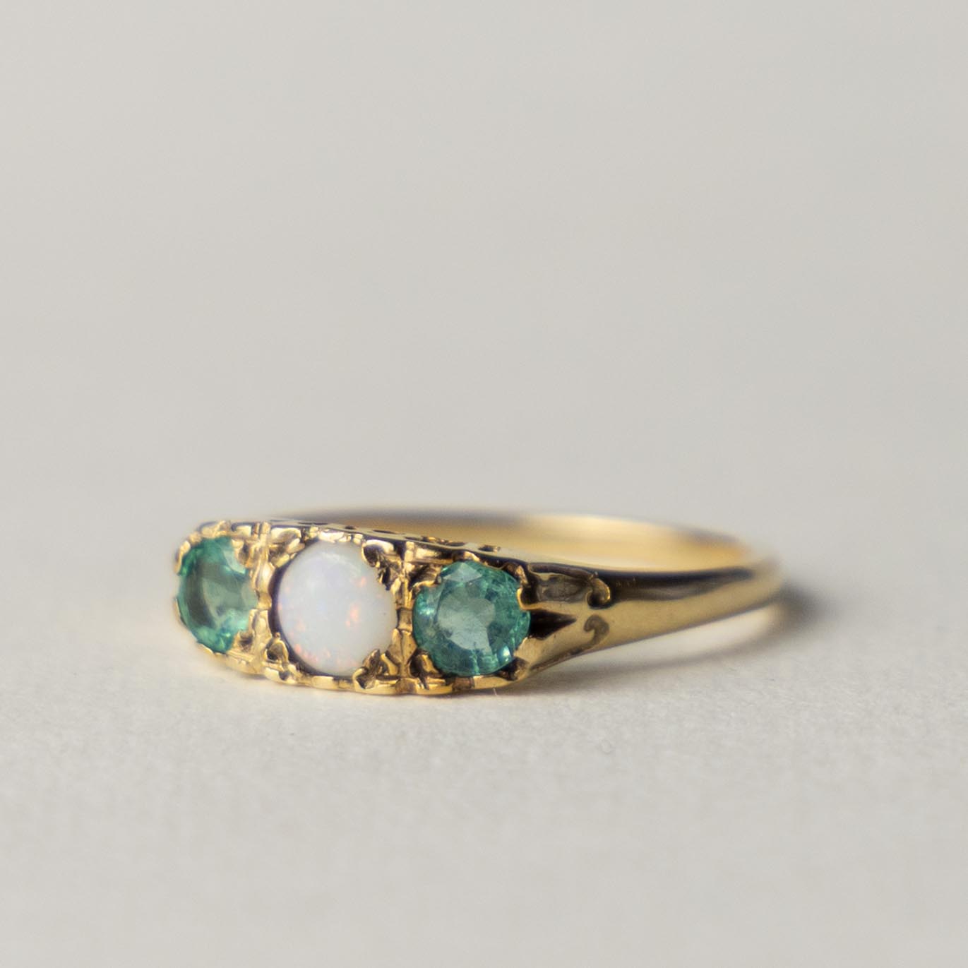 9ct ‘WITH LOVE’ opal & emerald trilogy