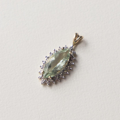 9ct prasiolite & diamond pendant