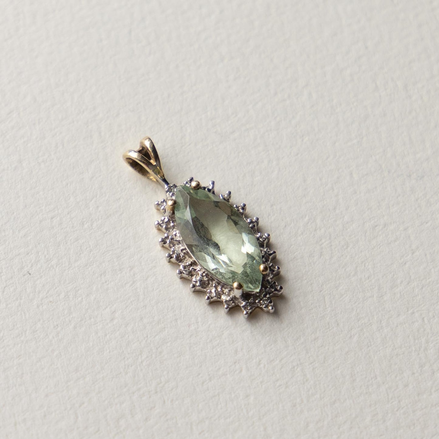 9ct prasiolite & diamond pendant