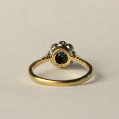 9ct sapphire & diamond flower cluster ring