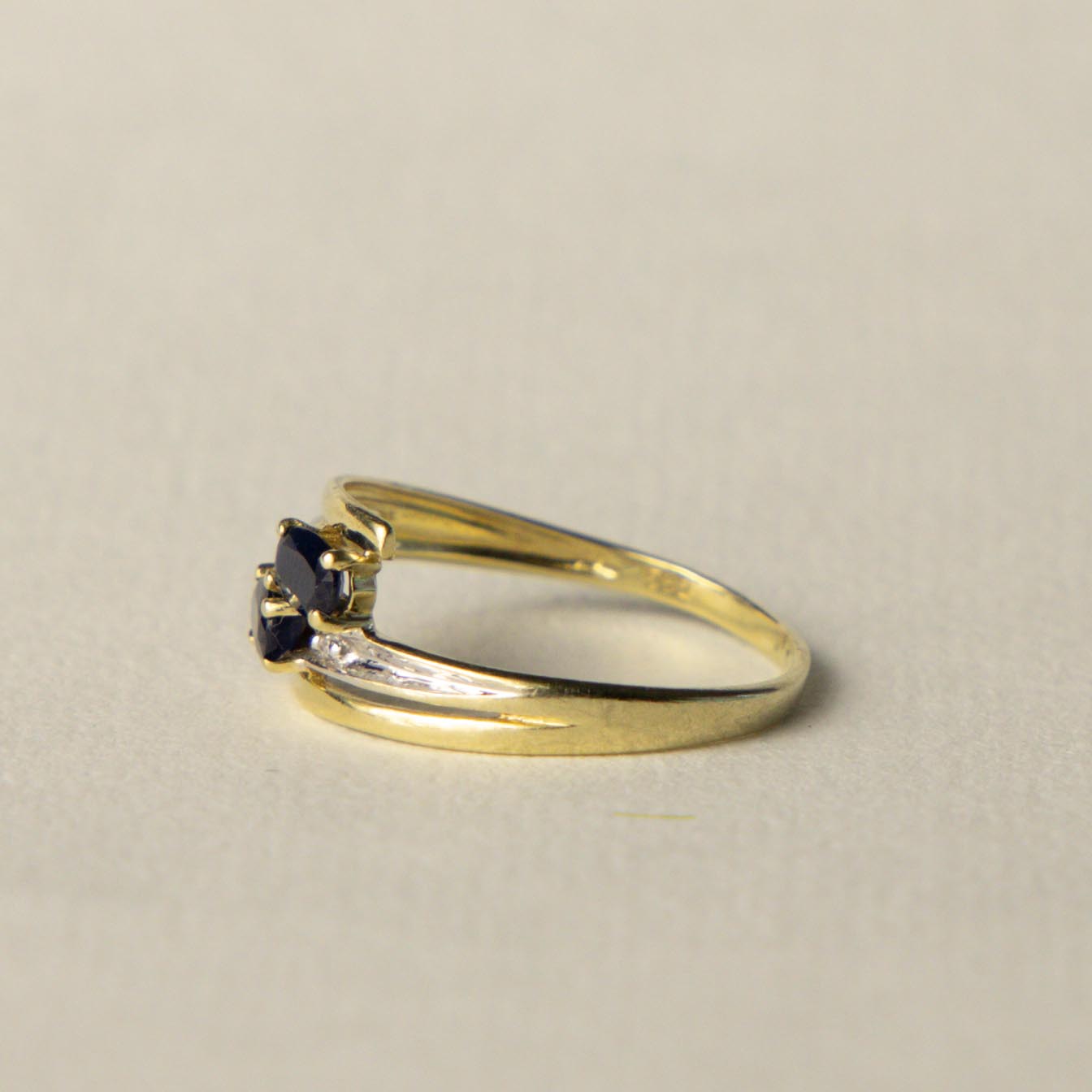 14ct sapphire & diamond toi et moi ring
