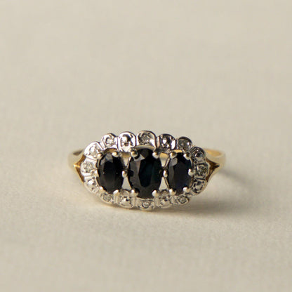 9ct trilogy sapphire & diamond