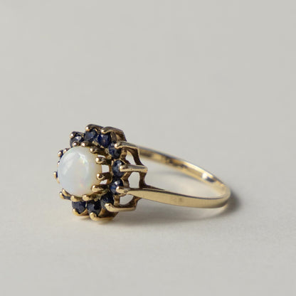 9ct opal & sapphire cluster ring