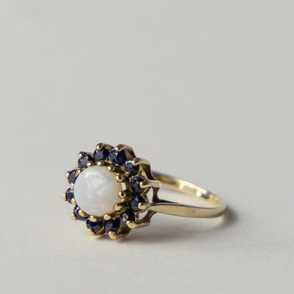 9ct opal & sapphire cluster ring