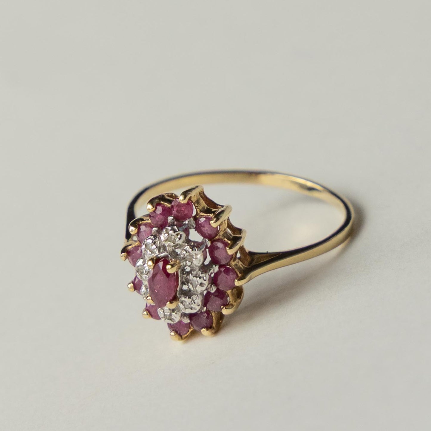9ct ruby & diamond cluster ring