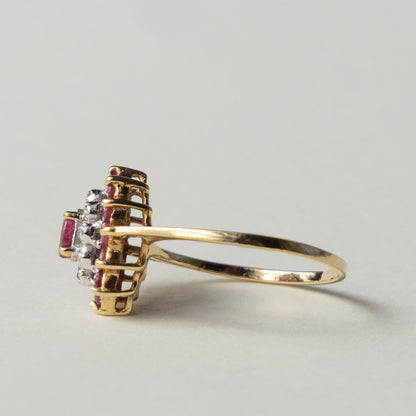 9ct ruby & diamond cluster ring