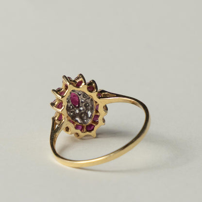 9ct ruby & diamond cluster ring