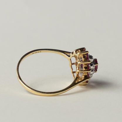 9ct ruby & diamond cluster ring