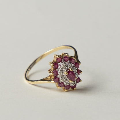 9ct ruby & diamond cluster ring