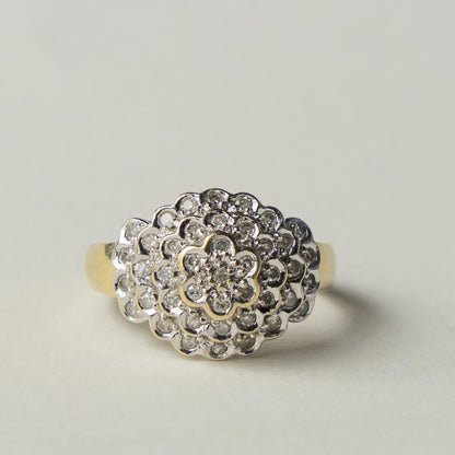 9ct diamond flower dome ring
