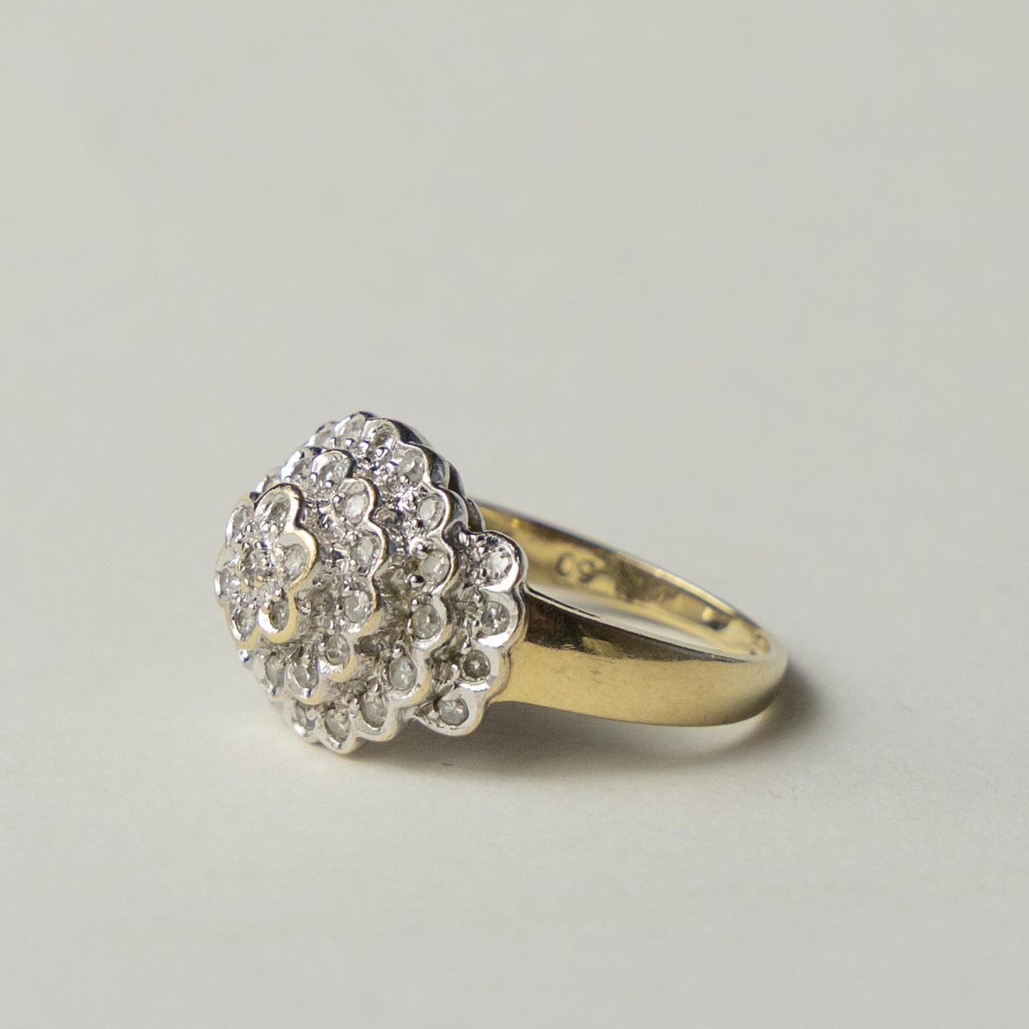 9ct diamond flower dome ring