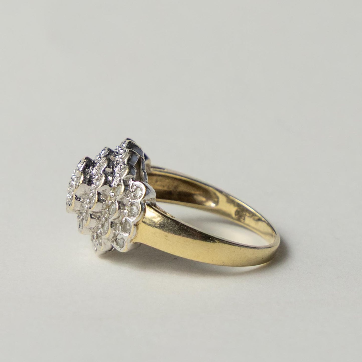 9ct diamond flower dome ring