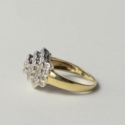 9ct diamond flower dome ring